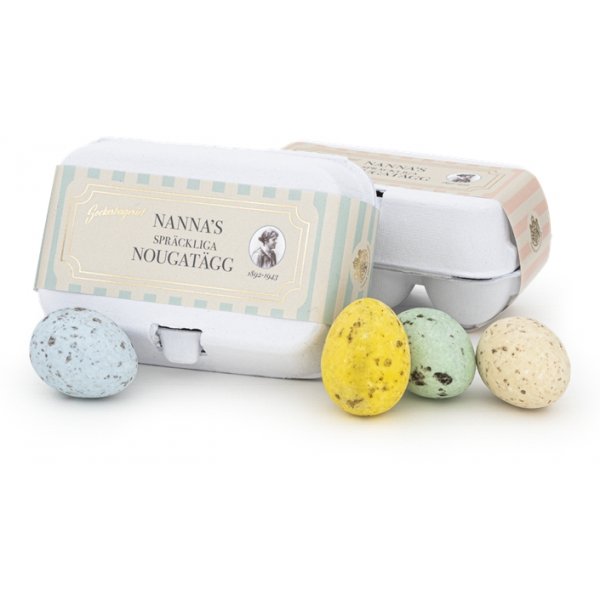 Nannas flekkete p�skeegg - 6-pakning i eggekartong