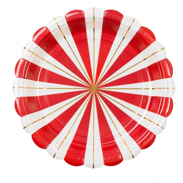 Papirtallerkener - Rød, Gull, Hvit - 19,5 cm - 8-pakning Papirtallerkener - Rød, Gull, Hvit - 19,5 cm - 8-pakning