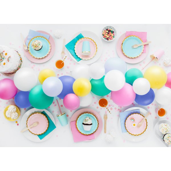 Papirkopper - Lysebl - Gullkant - 6-pakning