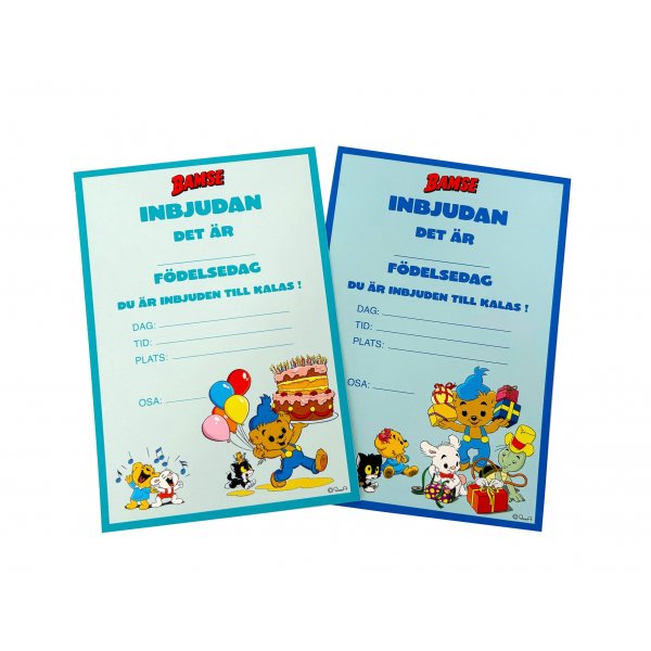 Invitasjonskort 10,5x14,8cm - 8 stk + konvolutter - Bamse Kalas Invitasjonskort 10,5x14,8cm - 8 stk + konvolutter - Bamse Kalas