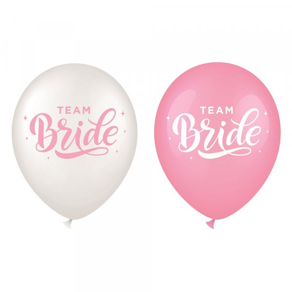 Ballonger - Team Bride mix - Lys rosa/Hvit - 6-pakning
