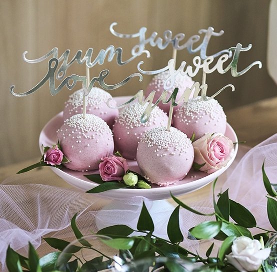 Kakepinner - Love Sweet Yum - Slv - 6-pakning