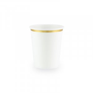 Papirkopper - Hvite med gullkant - 6-pakning