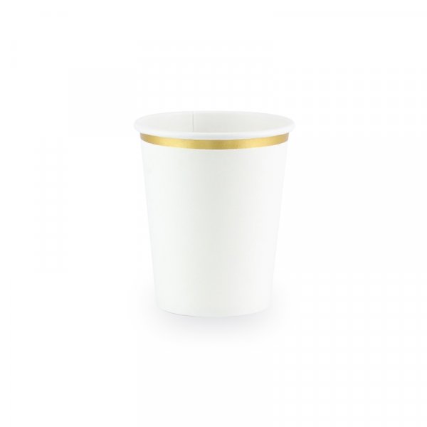 Papirkopper - Hvite med gullkant - 6-pakning