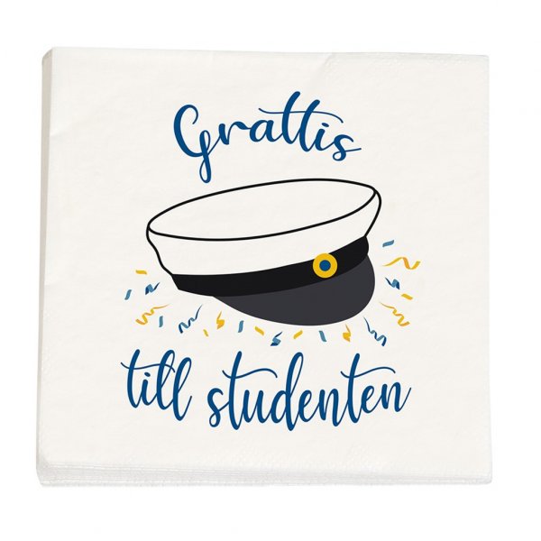 Servietter - Gratulerer til uteksaminerte - Blå/Hvit - 33x33 cm - 16-pakning Servietter - Gratulerer til uteksaminerte - Blå/Hvit - 33x33 cm - 16-pakning