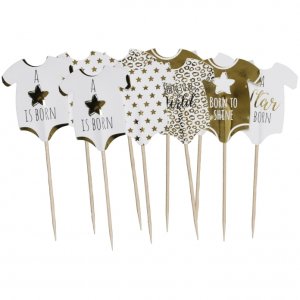 Kakepinner - Babybodyer - Gull - 10-pakning