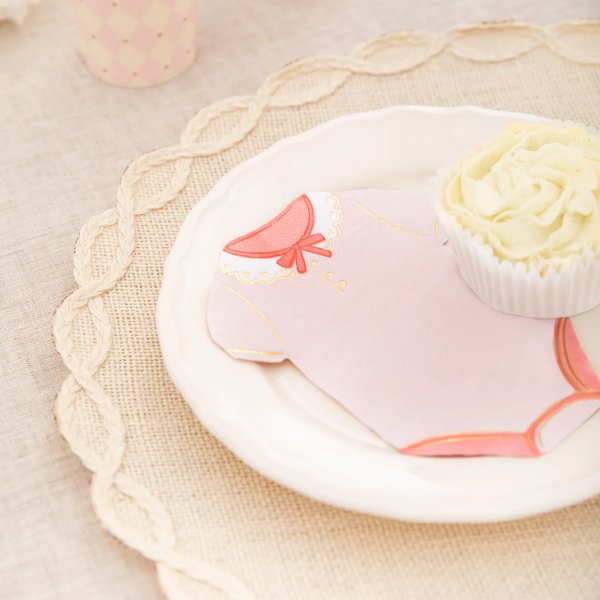 Servietter - Babybody - Rosa/Gull - 10-pakning