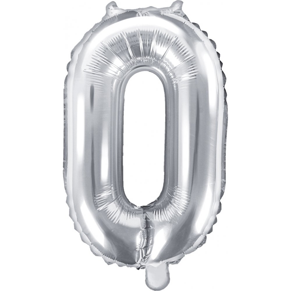 Tallballong – Sølv – 35 cm – Tall: 0 – Tallballonger, Ballonger