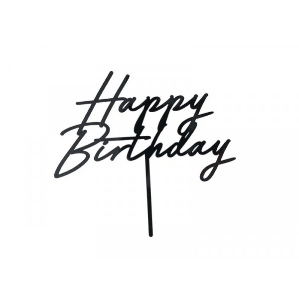 Kaketopper - Gratulerer med dagen - Akryl - Svart