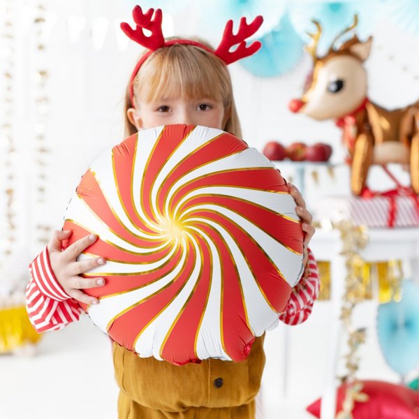 Folieballong - Virvel - Rød/Gull/Hvit Folieballong - Virvel - Rød/Gull/Hvit