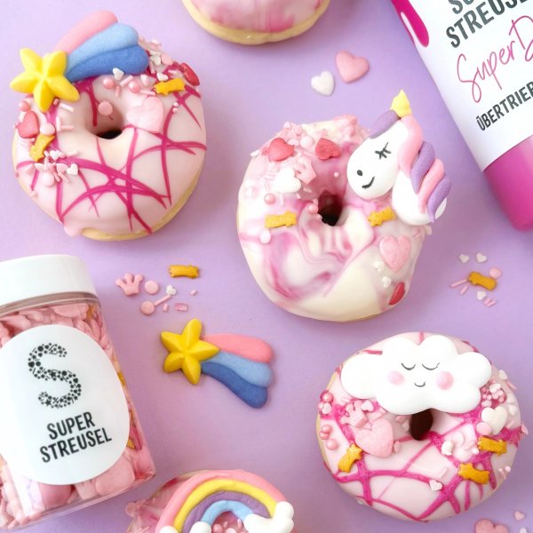 Sukkerdekorasjoner - H�ndlaget - Superstreusel - Enhj�rninger og Regnbuer - 8 stk