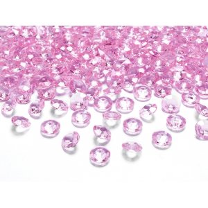 Diamantkonfetti - 12 mm - Lys rosa - Ca. 100 stk.