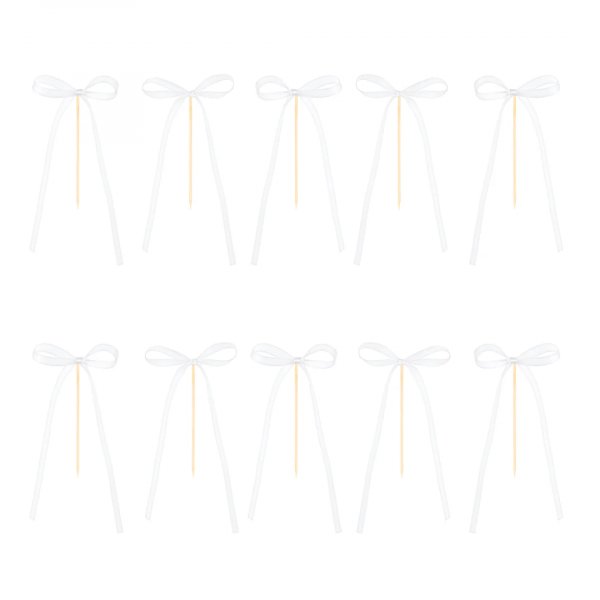 Kakepinner/Kaketopper - Sløyfer - Hvit - 10-pakning Kakepinner/Kaketopper - Sløyfer - Hvit - 10-pakning