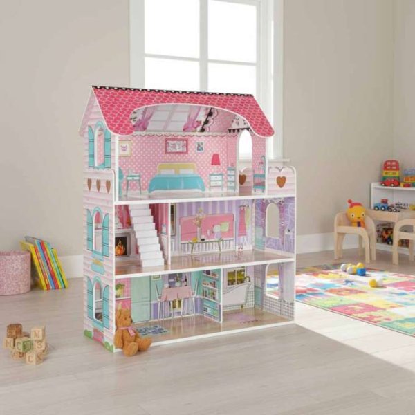 Tredukkeskap 70 cm rosa med LED-belysning - Selvmontering