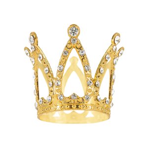 Kaketopper - Liten - Krone - Gull med s�lvkrystaller - 3 cm