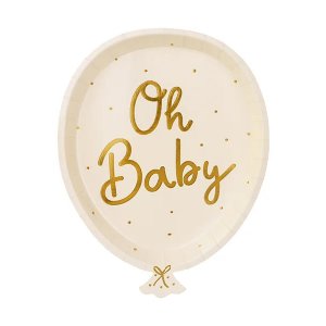 Papptallerkener - Ballong - Oh Baby - 6-pakning