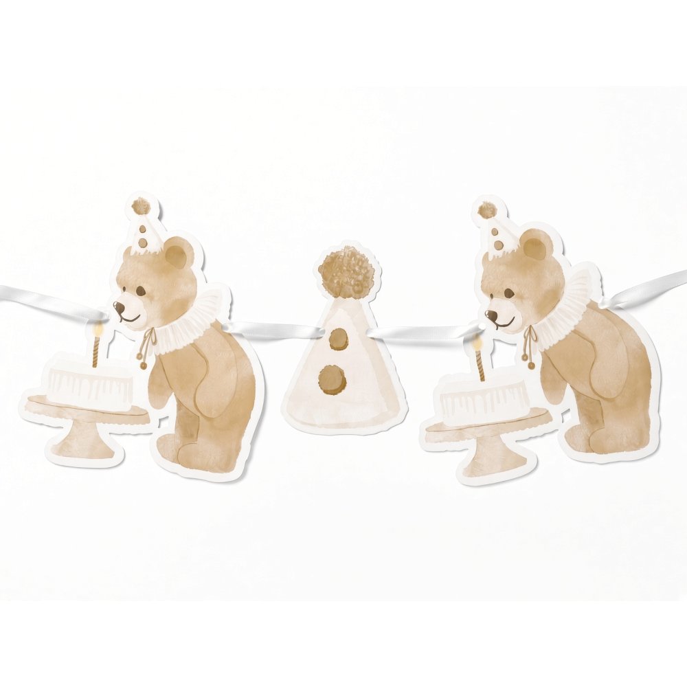 Girlander - Bursdagsbjørn - Lavendelblå - 2,5m - Henger, Babyshower-dekorasjoner, Babyshower
