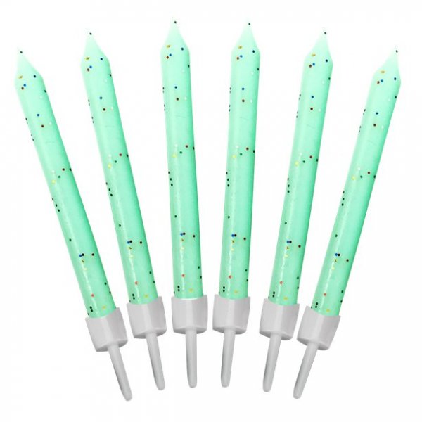 Kakelys - Glitter - Mintgrønn - 12-pakning Kakelys - Glitter - Mintgrønn - 12-pakning