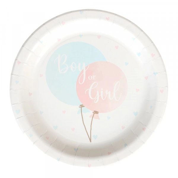 Papptallerkener - Kjønnsavsløring - 8-pakning - 23 cm Papptallerkener - Kjønnsavsløring - 8-pakning - 23 cm