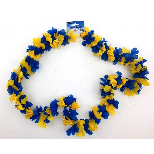 Hawaiisk krans/Boa/Guirlande - Blå/gul - 85 cm Hawaiisk krans/Boa/Guirlande - Blå/gul - 85 cm