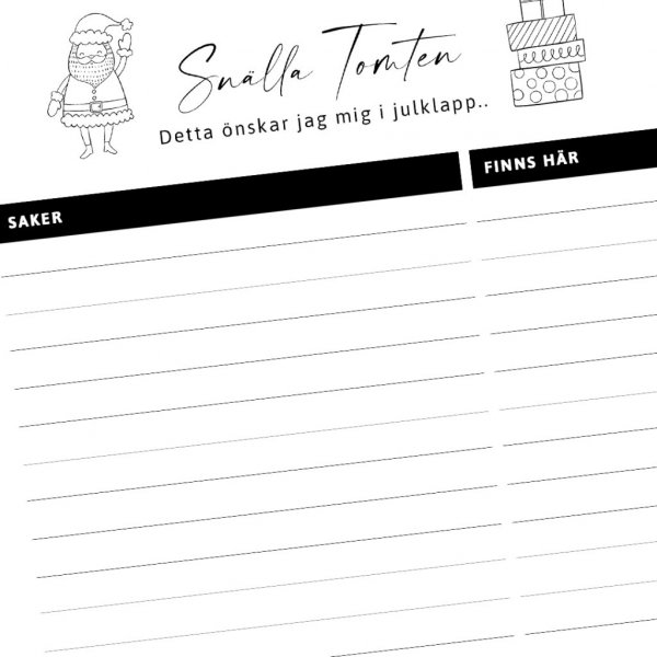 Ønskeliste - Svart/Hvit Ønskeliste - Svart/Hvit