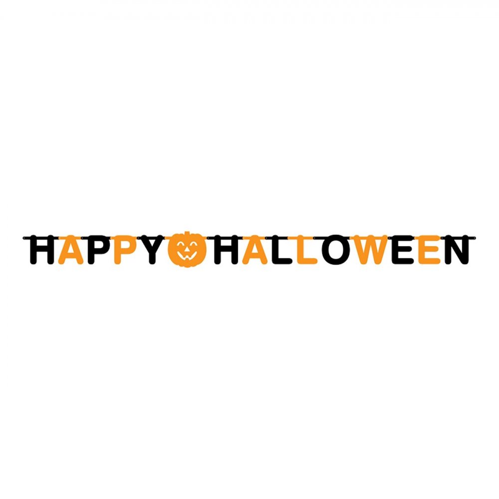 Bokstavgirlander – God Halloween – Svart/Oransje – 2m – Halloween-dekorasjoner, Halloween