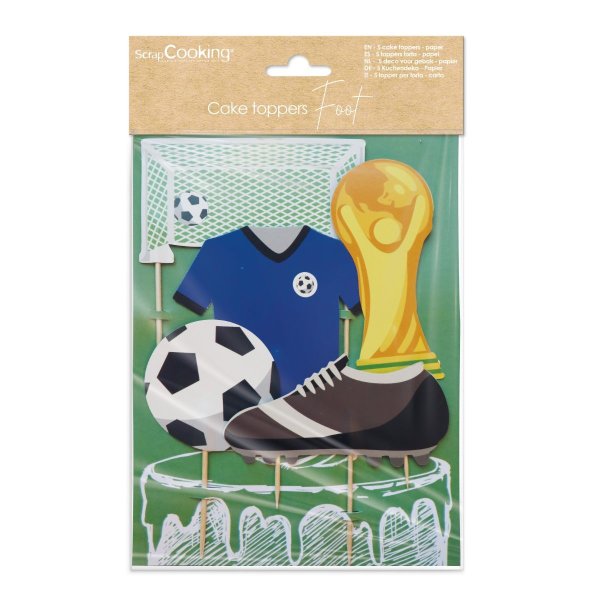 Kaketopper - Fotball - Scrapcooking - 5 stk Kaketopper - Fotball - Scrapcooking - 5 stk