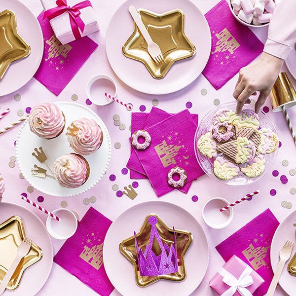 Servietter - Prinsessefest - Knallrosa - 20-pakning