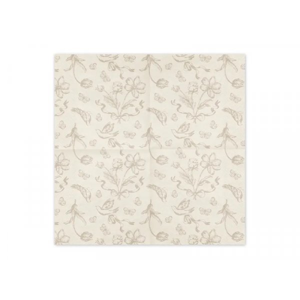 Servietter - Blomster - Beige - 12-pakning Servietter - Blomster - Beige - 12-pakning
