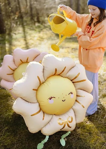 Folieballong - Blomst - Beige/Gul Folieballong - Blomst - Beige/Gul