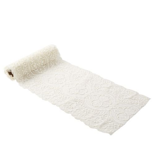 Bordløper i blonde - Kremfarget - 18 cm x 3 m - Bordløper til fest, Duker og løpere til fester