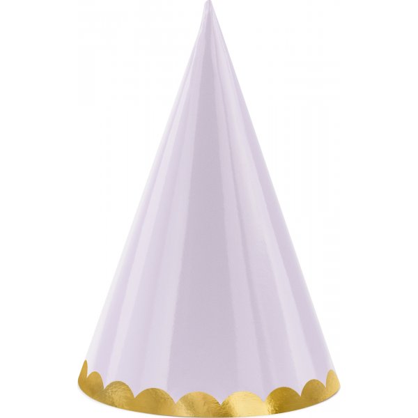 Festhatter - Pastellmiks med gullkant - 6-pakning