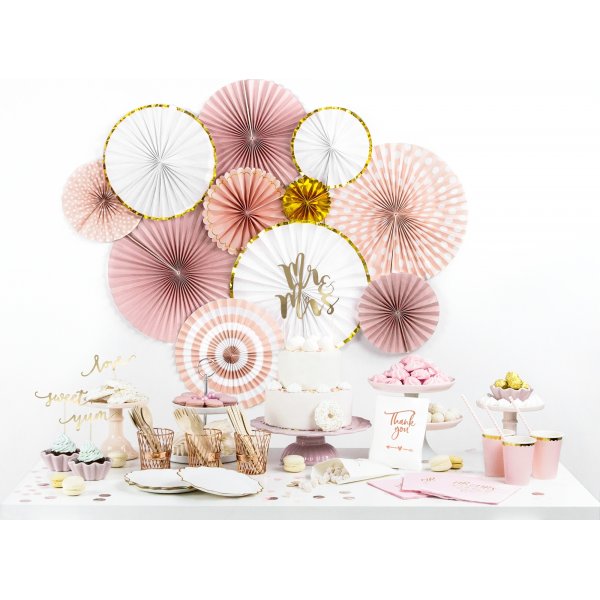 Papirkopper - Rosa - Gullkant - 6-pakning