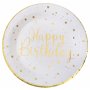 Papirtallerkener - Gratulerer med dagen - Gullstjerner - 10-pakning