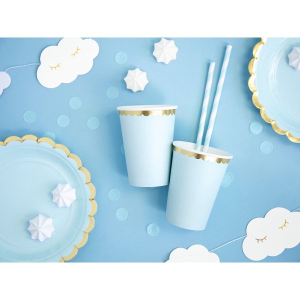 Papirkopper - Lysebl - Gullkant - 6-pakning