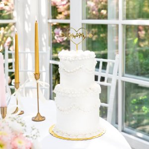 Kaketopper - Herr og Fru - Hjerte - Gull