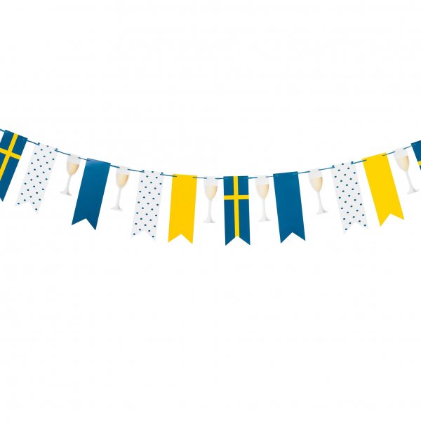 Gjør-det-selv-girlander, flagg og champagneglass, 30 flagg Gjør-det-selv-girlander, flagg og champagneglass, 30 flagg