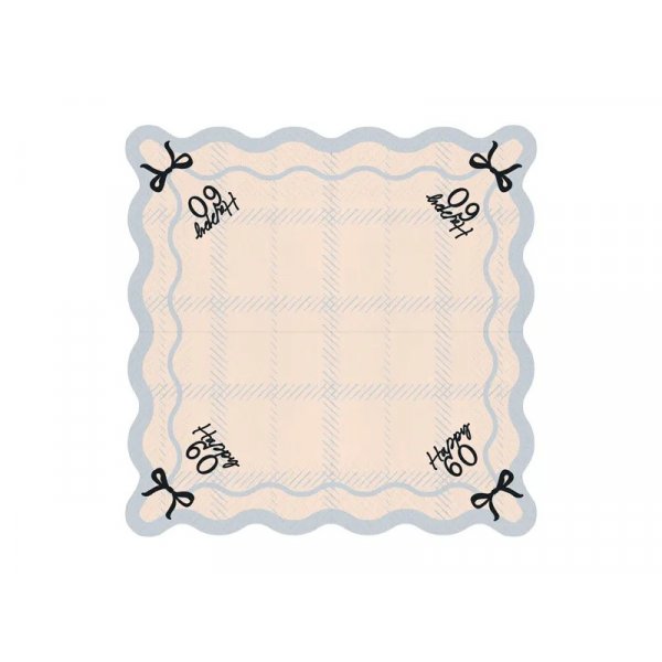 Servietter - Happy 60 - Svart/Hvit - 12-pakning