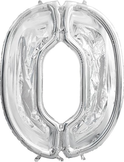 Nummerramme for ballong – Sølv – 126 cm – Nummer: 0 – Ballongrammer, Ballonger