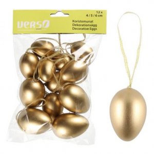 Dekorative egg med anheng - Gullmetallisk - 12-pakning Dekorative egg med anheng - Gullmetallisk - 12-pakning