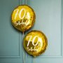 Rund folieballong - Guld - 70th Birthday