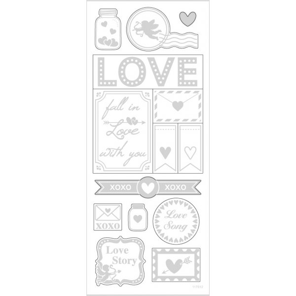 Klistremerker - sølv - kjærlighet - 10x24 cm Klistremerker - sølv - kjærlighet - 10x24 cm