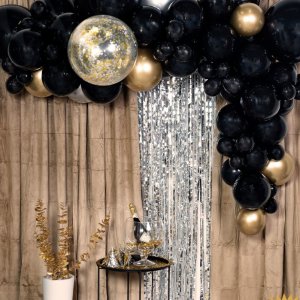 Ballongbue med konfettibombe - 5m - Svart/Gull Ballongbue med konfettibombe - 5m - Svart/Gull