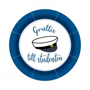 Dessertfat - Gratulerer til uteksaminerte - Blå/Hvit - 8-pakning Dessertfat - Gratulerer til uteksaminerte - Blå/Hvit - 8-pakning