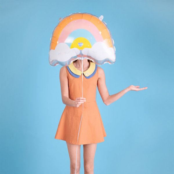 Folieballong - Regnbue/Sky - Pastell