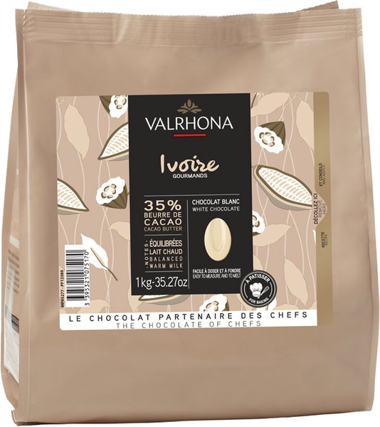 Hvit sjokolade - Ivoire - 1 kg - Valrhona
