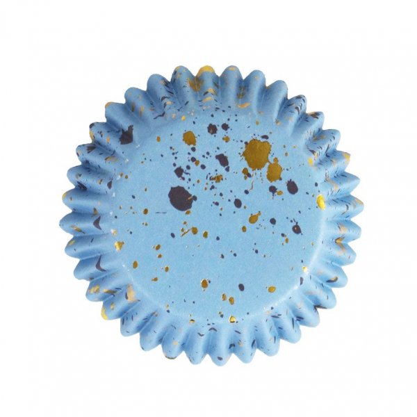 Muffinsformer - Folie - Blå/Gull sprut - 30-pakning Muffinsformer - Folie - Blå/Gull sprut - 30-pakning