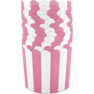 Stabile muffinsformer - Lys rosa/Hvit - 12 stk