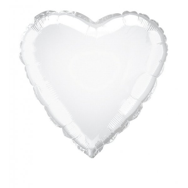 Folieballong - Hjerte - Hvit Folieballong - Hjerte - Hvit