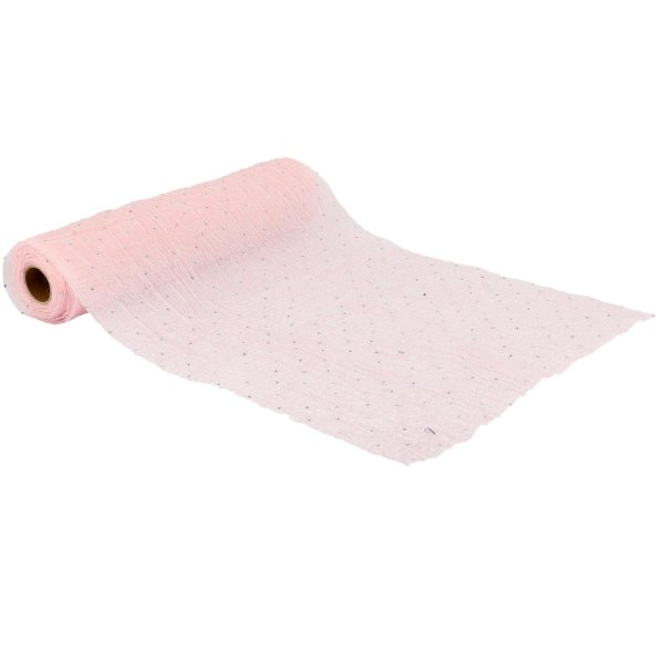 Stoffløper - Rosa med sølvsteiner - 28 cm x 3 m Stoffløper - Rosa med sølvsteiner - 28 cm x 3 m